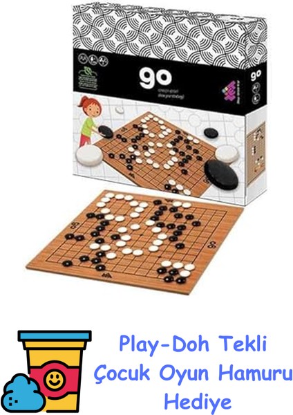 Go Ahşap ve Akıl Oyunu 5+ Yaş 2 Oyuncu (13X13 Kare) + Play-Doh Oyun Hamuru