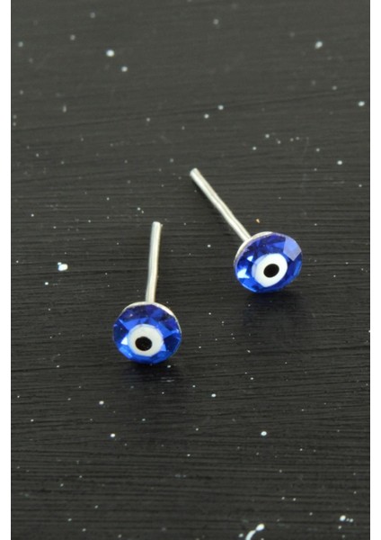 Techmrt Kristal Taşlı Nazar Mineli Minik Küpe 0,4 Mm-Mavi fiyatları