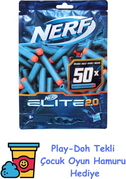 Elite 2.0 50 Dart Yedek Paketi, 50 Resmi Nerf Elite 2.0 Dart Içerir, Tüm Nerf Elite Atıcılarla Uyumludur + Play-Doh Oyun Hamuru