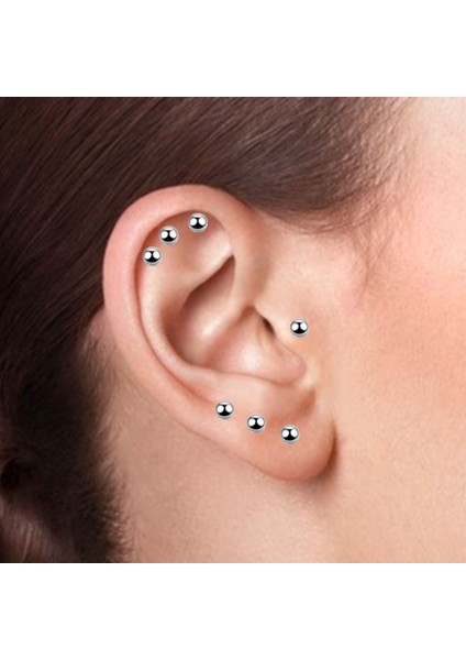 Unisex Kulak & Kıkırdak Piercing - Çift Toplu Düz Bar - Helix,tragus - 316L Çelik