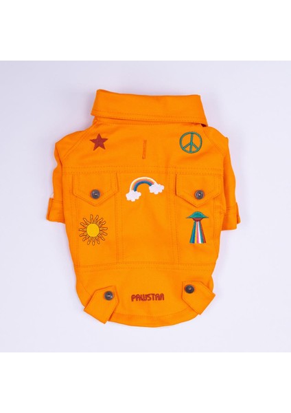 Turuncu Cancun - Cancún Ceket Gabardin Çıtçıtlı Kedi Köpek Ceketi Kedi Köpek Kıyafeti Kedi Köpek Elbisesi indirimleri