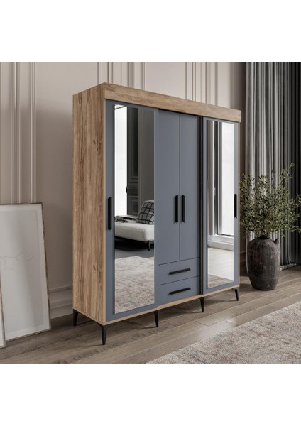 Izmir Çocuk Odası Takımı Tamamı Mdf Antrasit ve Flora Aynalı modelleri