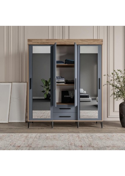 Izmir Çocuk Odası Takımı Tamamı Mdf Antrasit ve Flora Aynalı fırsatları