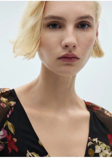 Çiçekli Balon Kollu Elbise fırsatları