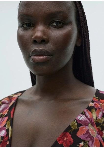 Çiçekli Balon Kollu Elbise