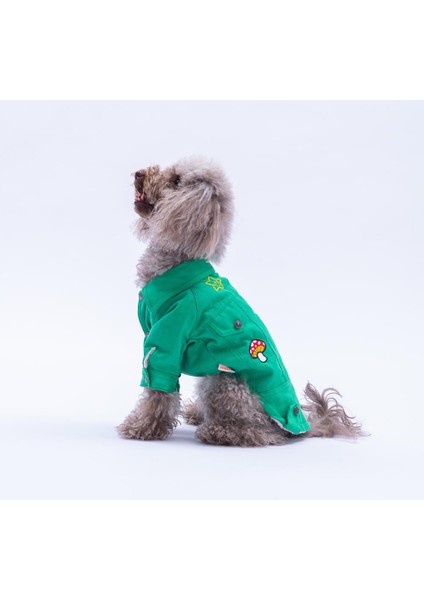 Yeşil Cancun - Cancún Ceket Gabardin Çıtçıtlı Kedi Köpek Ceketi Kedi Köpek Kıyafeti Kedi Köpek Elbisesi
