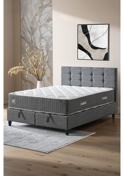 Mimoza Modeli Çift Kişilik Full Ortopedik Yataklı Sandıklı Baza ve Başlık Takımı 3 lü Set modelleri