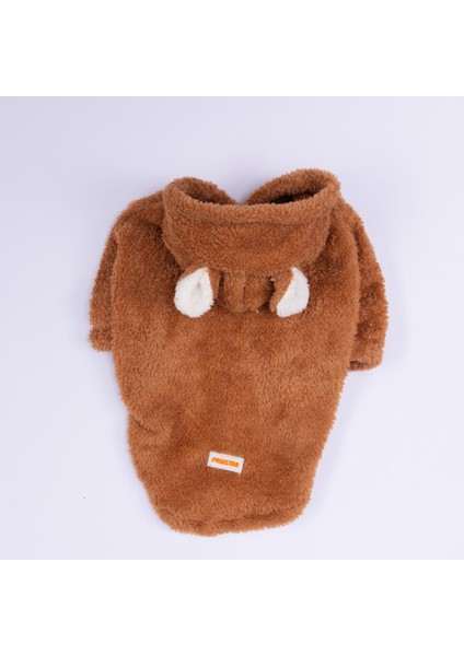 Kahverengi Lucca Teddy Hoodie Ayı Kulaklı Peluş Orta Büyük Irklar Köpek Kıyafeti Köpek Sweati indirimleri
