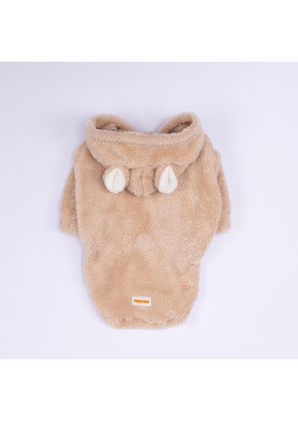 Bej Lucca Teddy Hoodie Ayı Kulaklı Peluş Orta Büyük Irklar Köpek Kıyafeti Köpek Sweati indirimleri