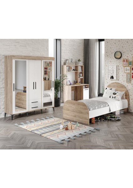 Ildır Çocuk Odası Takımı Tamamı Mdf Flora Beyaz Aynalı