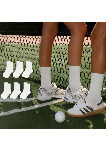 Unisex 6 Çift Pamuklu Tenis Spor Uzun Soket Boy Çorap