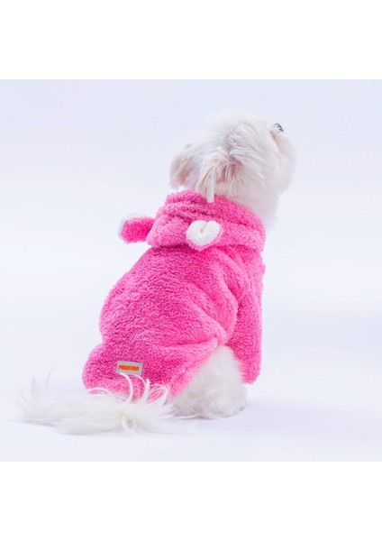 Pembe Lucca Teddy Hoodie Ayı Kulaklı Peluş Köpek Kıyafeti Kedi Kıyafeti Köpek Sweati modelleri