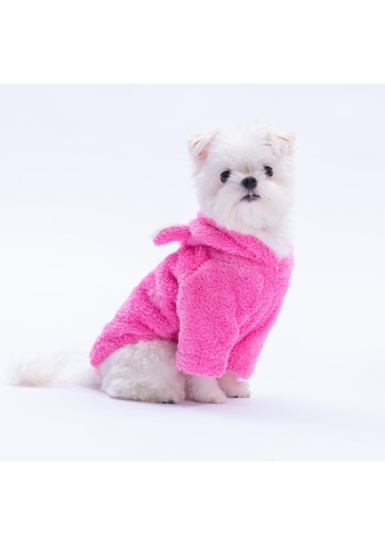 Pembe Lucca Teddy Hoodie Ayı Kulaklı Peluş Köpek Kıyafeti Kedi Kıyafeti Köpek Sweati fırsatları