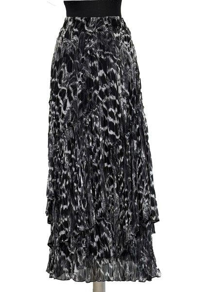 5475 Sentez Viola Parçalı Kırıştırma Etek