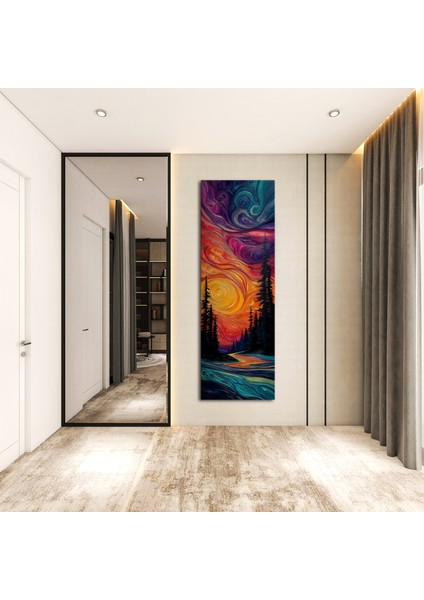 Panoramik Soyut Gün Batımı Orman Temalı Kanvas Tablo – Modern Dikey Renkli Duvar Dekoru fırsatları