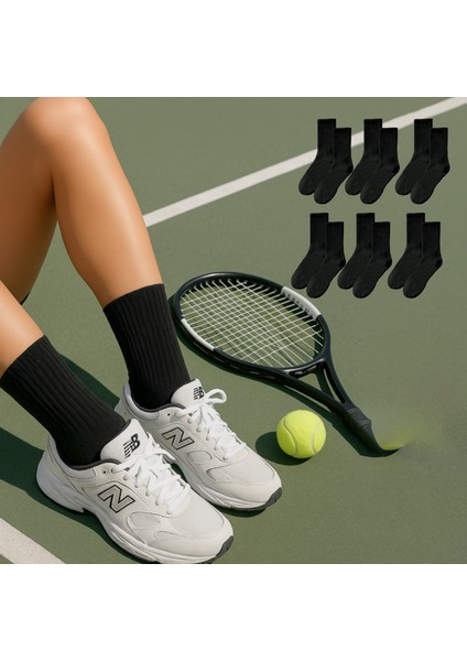 Unisex 6 Çift Pamuklu Tenis Spor Uzun Soket Boy Çorap