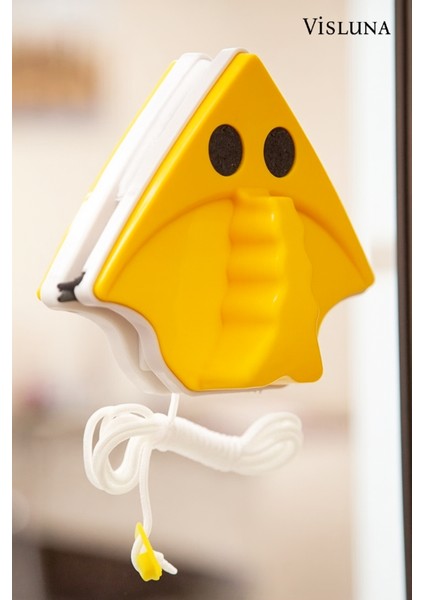 Mıknatıslı Üçgen Çift Taraflı Pratik Cam Silme Aparatı Tek Cam Için Ideal