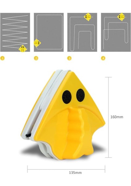 Mıknatıslı Üçgen Çift Taraflı Pratik Cam Silme Aparatı Tek Cam Için Ideal fiyatları