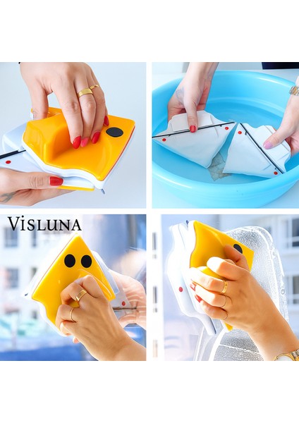 Mıknatıslı Üçgen Çift Taraflı Pratik Cam Silme Aparatı Tek Cam Için Ideal modelleri