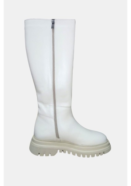 Bej Cilt Kadın Hakiki Deri Platform Çizme modelleri