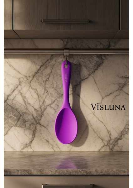 ( 1 Adet ) Ultra Sert Uçlu 22'cm Silikon Pilav Yemek Kaşığı Yüksek Isıya Dayanıklı (Yanmaz Yapışmaz)