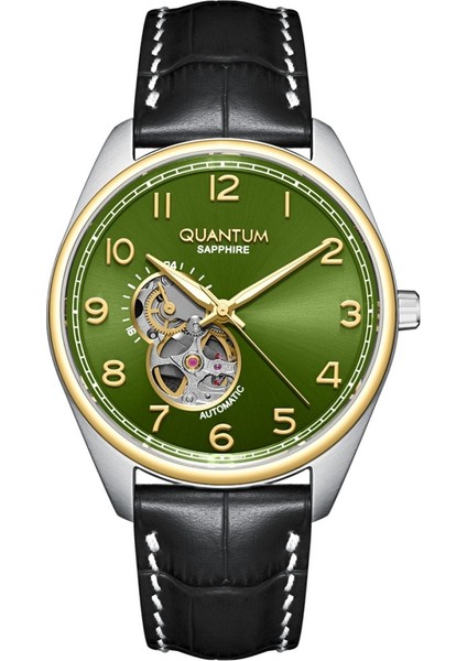 QMG1241.371 Deri Kordon Otomatik Mekanizma 10 Atm Suya Dayanıklı Siyah Renk Erkek Kol Saati