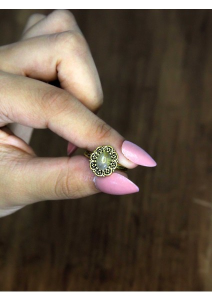 Doğal Taş Sitrin Doğal Taşlı Antik Model Kadın Ayarlanabillir Yüzük EUY77S modelleri