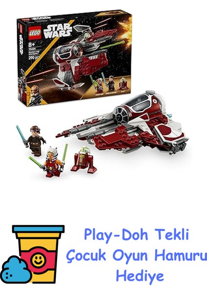 Star Wars: Klon Savaşları Ahsoka’nın Jedi Interceptor’ı 75401-8 Yaş ve Üzeri Kız ve Erkek Çocuklar Için Yaratıcı Oyuncak Yapım Seti, Doğum Günü Hediyesi (290 Parç + Play-Doh Oyun Hamuru