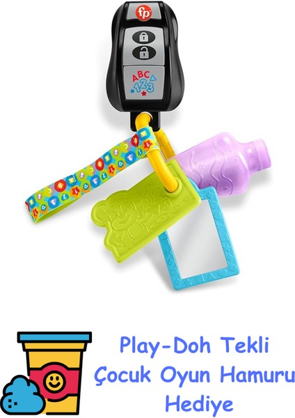 Birden Fazla Dil Desteğiyle 6 Ay ve Üzeri Bebekler Için Müzik Çalan, Dişlik ve Ayna Içeren Eğlen ve Öğren Eğlenceli Aktivite Anahtarı, HWY40 + Play-Doh Oyun Hamuru