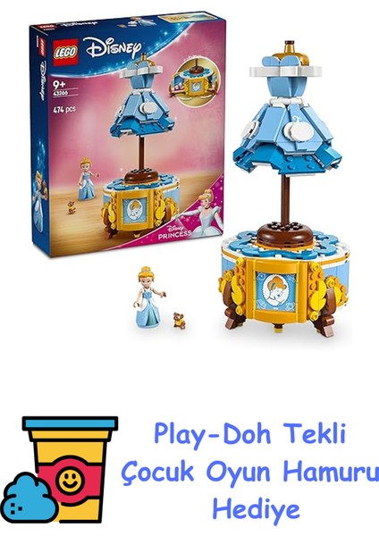 Disney Princess Sindirella'nın Elbisesi 43266-9 Yaş ve Üzeri Prenses Seven Kız ve Erkek Çocuklar Için Sergileme Standı ve Sindirella Mini Bebeği Içeren Yaratıcı O + Play-Doh Oyun Hamuru
