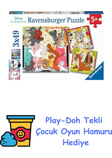 3X49P Puz Wd Hayvanlar Yapboz + Play-Doh Oyun Hamuru