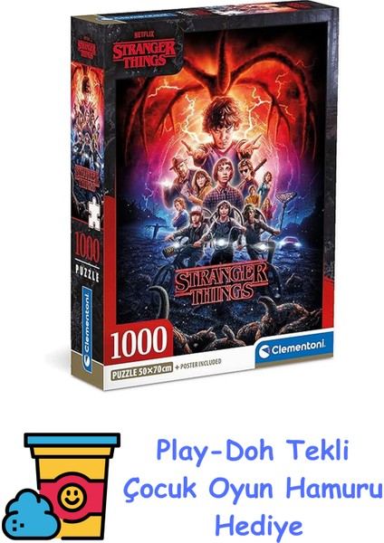 Stranger Things – 1000 Adet – Yetişkinler Için Yapboz, Netflix, Ünlü Film Yapboz, Italya'da Üretilmiştir, Çok Renkli (39713) + Play-Doh Oyun Hamuru