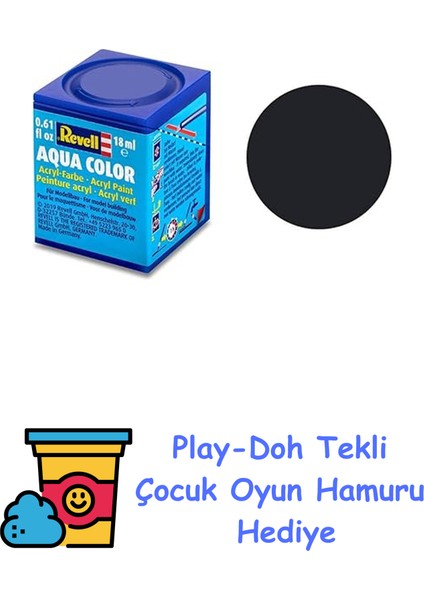 - Su Bazlı Maket Boyası Siyah Mat 18 ml (36108) + Play-Doh Oyun Hamuru