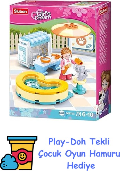 Girl's Dream Kedi Banyosu Yapım Seti, 79 Parça + Play-Doh Oyun Hamuru