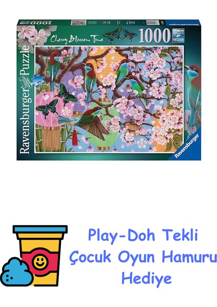 1000P Puzzle Kiraz Çiçekleri, Yapboz + Play-Doh Oyun Hamuru