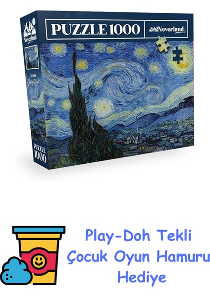 1000 Parça Puzzle - Starry Nıght (Yıldızlı Gece) + Play-Doh Oyun Hamuru