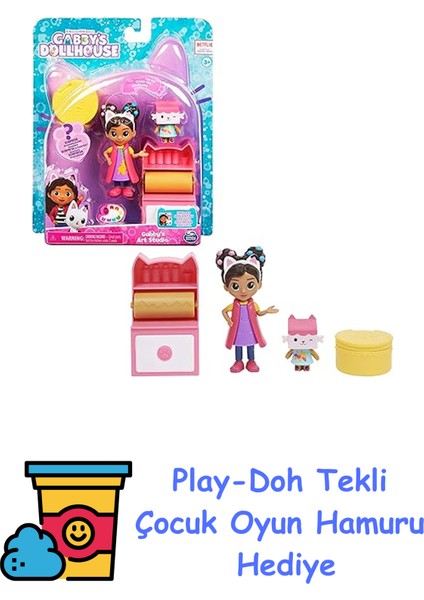 Gabby's Dollhouse - Gabby’nin Sanat Atölyesi - Kedi/tweety Paketi + Play-Doh Oyun Hamuru