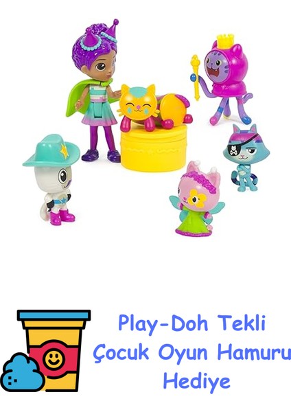 , Celebration Themed Figures With Gabby Girl, 5 Cat Toy Figures, Surprise Toys & Dollhouse Accessories, Kids Toys For Girls & Boys 3+ + Play-Doh Oyun Hamuru