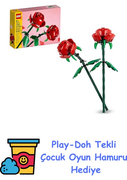 Icons Gül 40460 - Dekoratif, Koleksiyonluk ve Sergilenebilir Çiçek Modeli Yapım Seti (120 Parça) + Play-Doh Oyun Hamuru