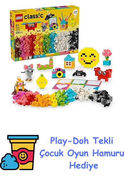 Classic Yaratıcı Mutlu Kutu 11042-5 Yaş ve Üzeri Çocuklar Için Yaratıcı ve Eğlenceli Oyuncak Yapım Seti (680 Parça) + Play-Doh Oyun Hamuru
