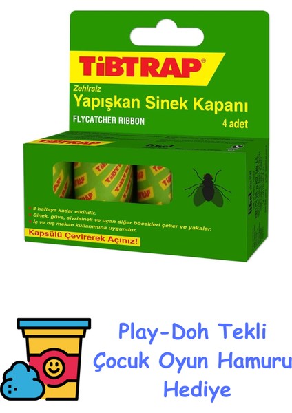Yapışkan Karasinek Tuzağı Zehirsiz Sinek Yapışkan Bandı + Play-Doh Oyun Hamuru