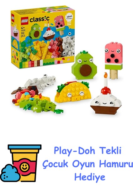 Classic Yaratıcı Yiyecek Arkadaşları 11039-4 Yaş ve Üzeri Çocuklar Için Yaratıcı ve Eğlenceli Oyuncak Yapım Seti (150 Parça) + Play-Doh Oyun Hamuru