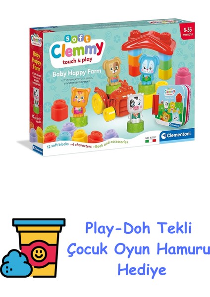 Soft Clemmy Yumuşak Blok Bebek Hayvanlar Çiftliği + Play-Doh Oyun Hamuru