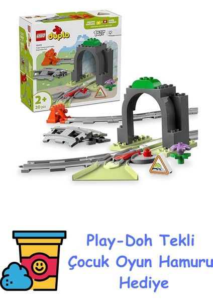 Duplo Town Tren Tüneli ve Rayları Ek Macera Seti 10425-2 Yaş ve Üzeri Okul Öncesi Çocuklar Için Eğitici ve Yaratıcı Tren Oyuncağı, Hediye Fikri (20 Parça) + Play-Doh Oyun Hamuru