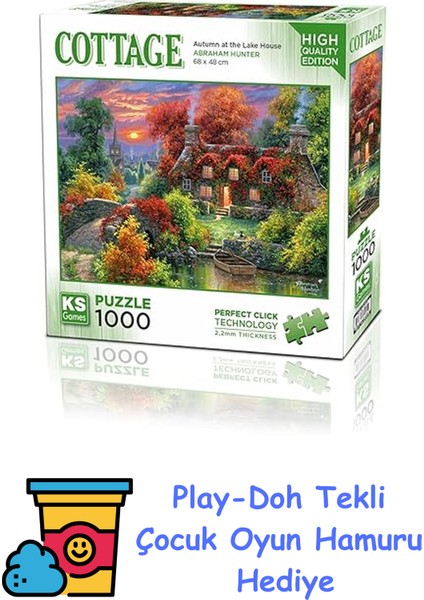 1000 Parça Göl Evinde Sonbahar Puzzle + Play-Doh Oyun Hamuru