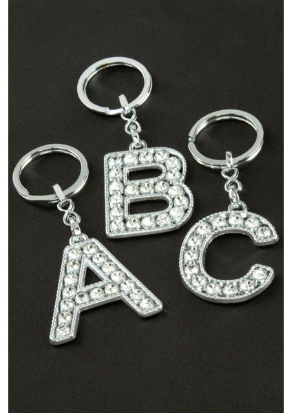 Techmrt Gümüş Renkli Taşlı Harf Anahtarlık-C fiyatları