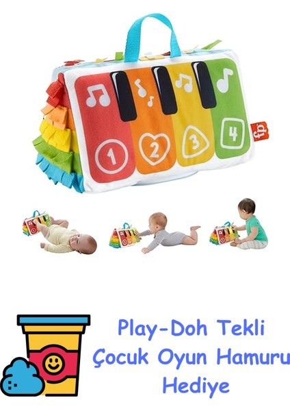 Işıklı ve Müzikli Yumuşak Piyano Fisher-Price Işıklı ve Müzikli Yumuşak Piyano, Yenidoğan, Işıklı ve Müzikli Karın Üstünde Oynama Oyuncağı HND54 + Play-Doh Oyun Hamuru