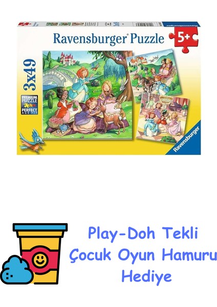 55647 3X49P Parçalı Puzzle Küçük Prensesler + Play-Doh Oyun Hamuru