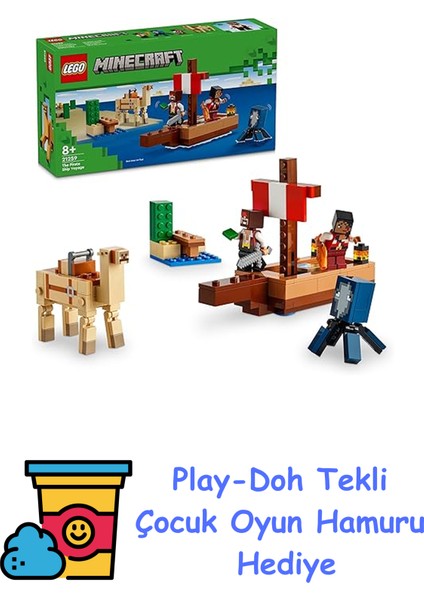 Minecraft Korsan Gemisi Yolculuğu 21259 – 8 Yaş ve Üzeri Macera Oyunları Seven Çocuklar Için Korsan, Mürekkep Balığı ve Deve Içeren Yaratıcı Oyuncak Yapım Seti (1 + Play-Doh Oyun Hamuru