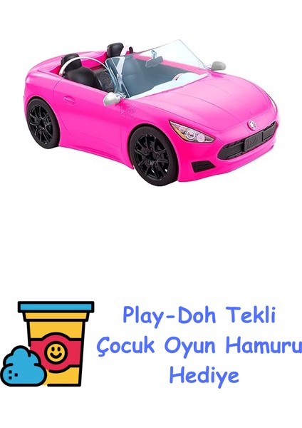 Araba Dönen Tekerlekleri Olan, 2 Kişilik, Üstü Açık Barbie Araç, 3-7 Yaş Arası Çocuklar Için HBT92 + Play-Doh Oyun Hamuru